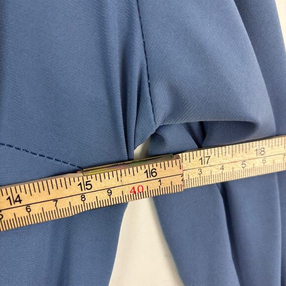 Zack Tall High Leg Slit Dress Asymmetrical Deep V Light Blue Wedding Guest 8 - Picture 8 of 11